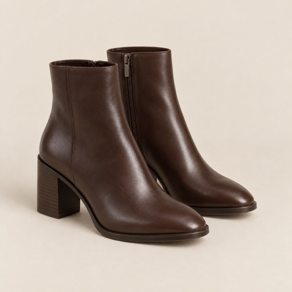 Bota Cano Curto Couro Café