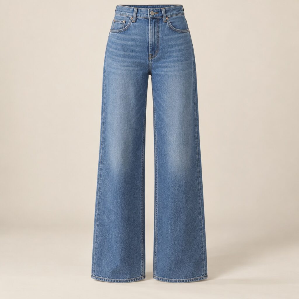 Calça Jeans Wide Leg Azul Médio