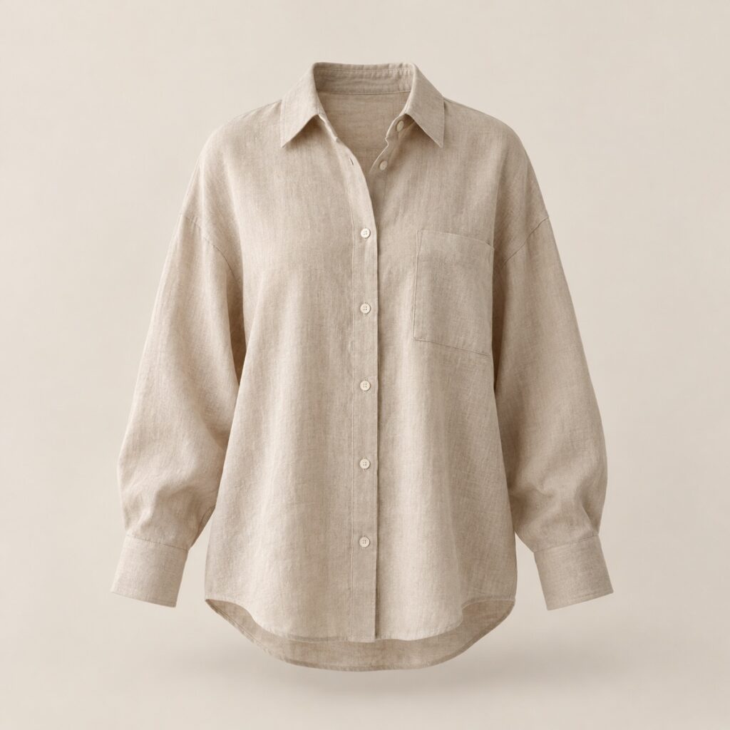 Camisa Linho Oversized Areia