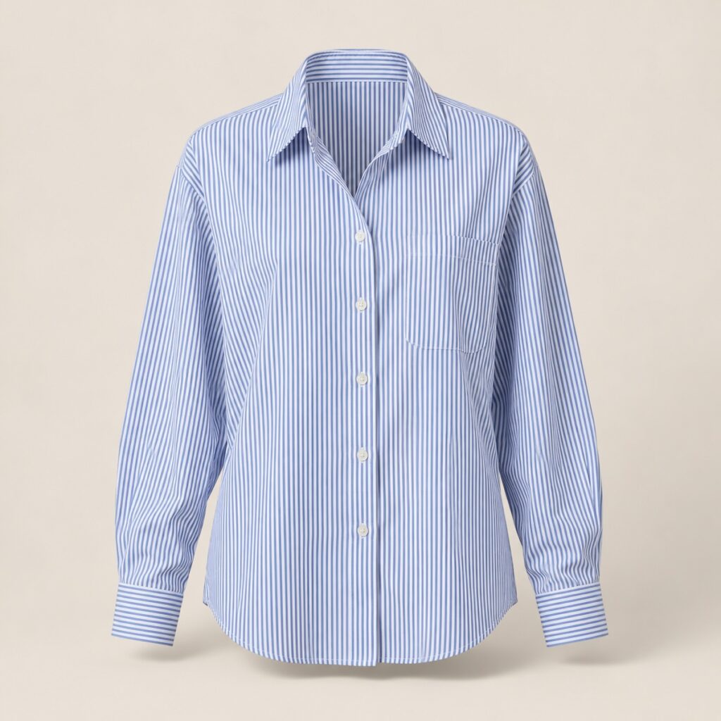 Camisa Popeline Listrada Azul