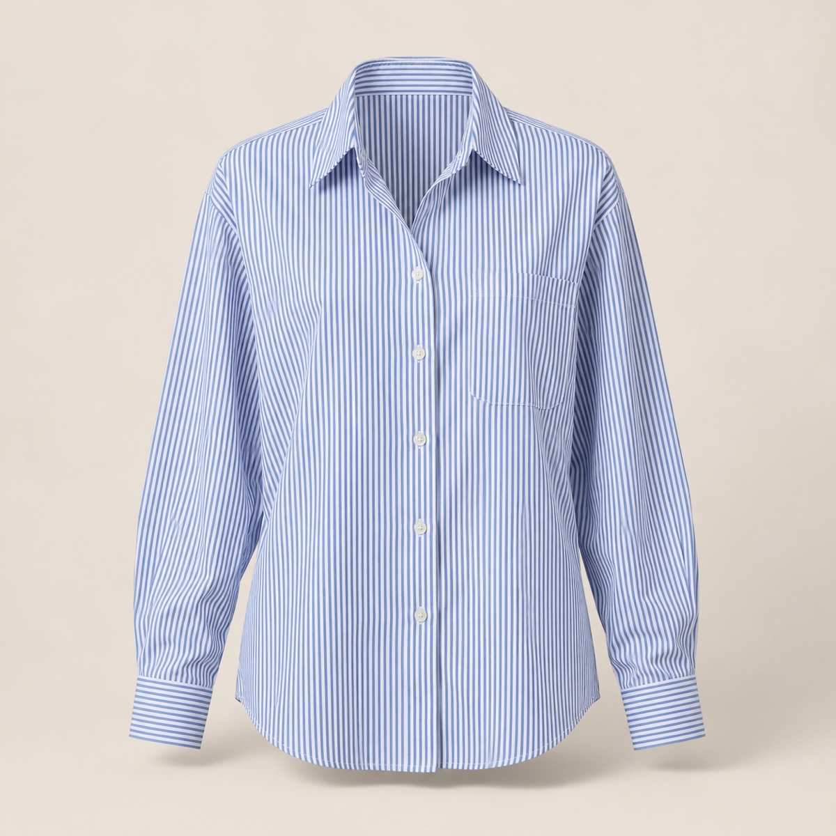 Camisa Popeline Listrada Azul