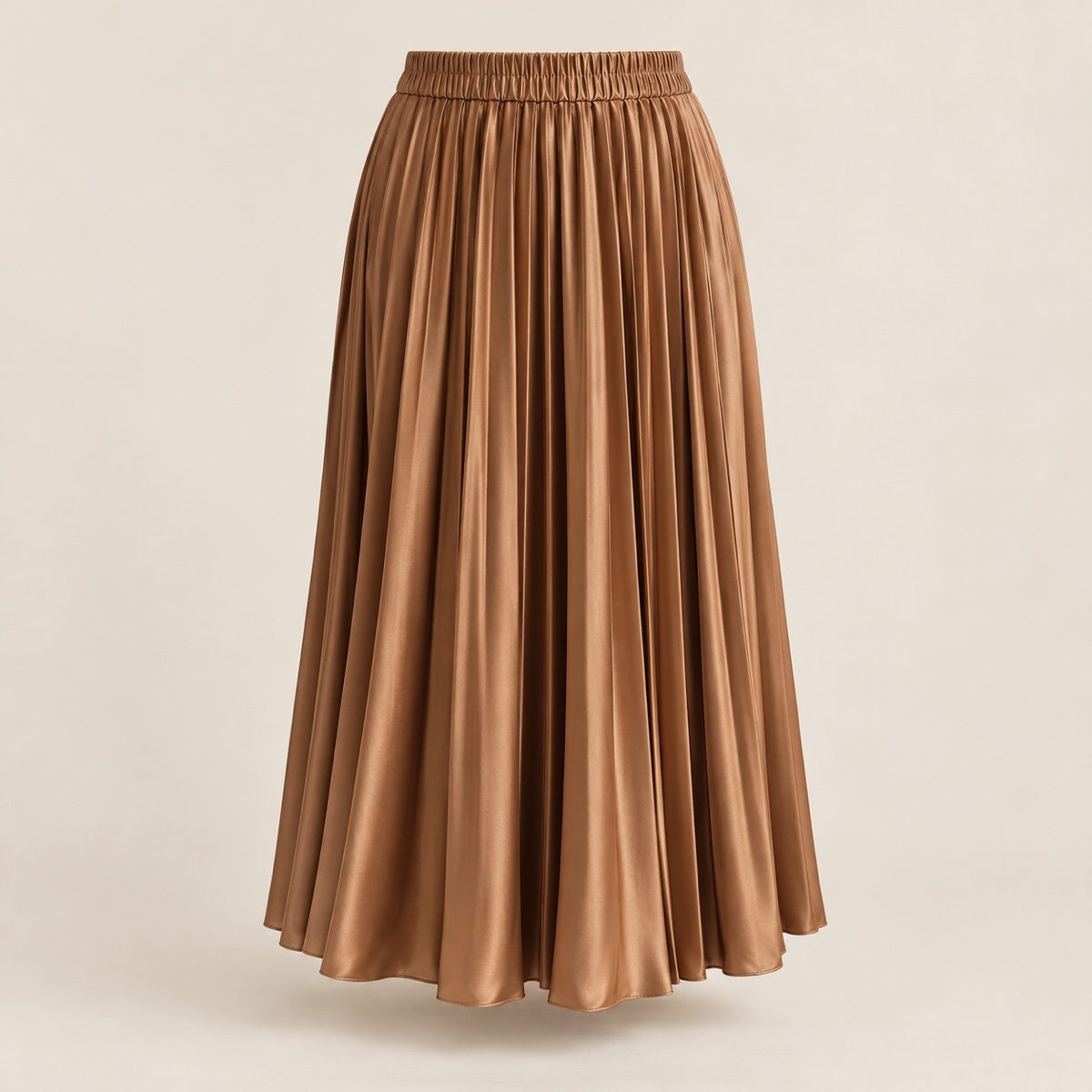 Saia Midi Plissada Caramelo