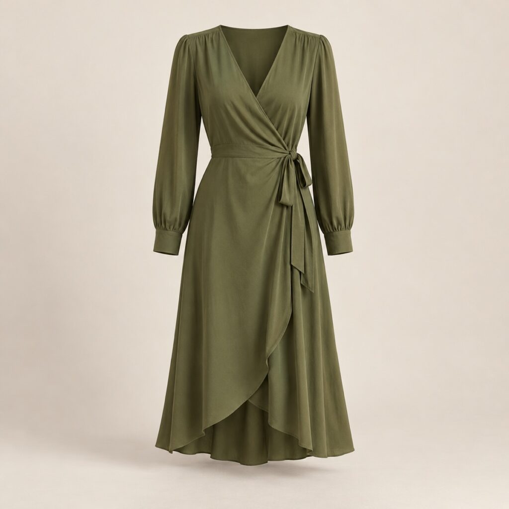 Vestido Envelope Viscose Oliva