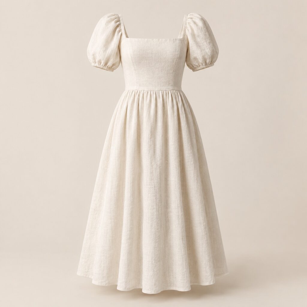 Vestido Midi Linho Aurora – Off-white