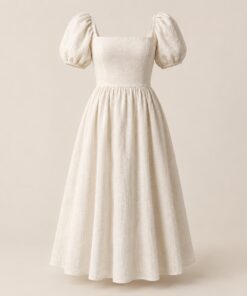 Vestido Midi Linho Aurora – Off-white