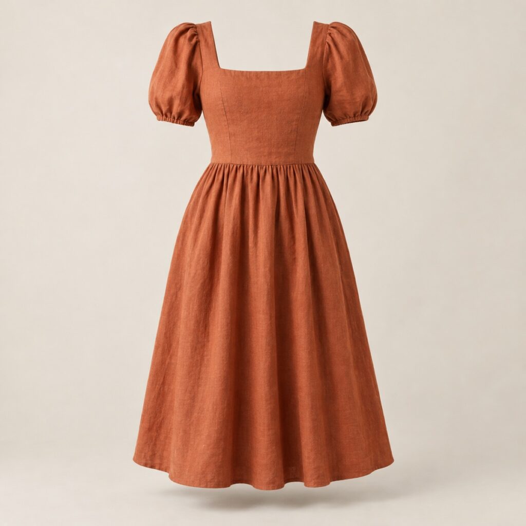 Vestido Midi Linho Aurora – Terracota