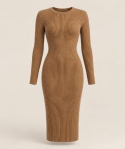 Vestido Tubinho Malha Canelada – Caramelo