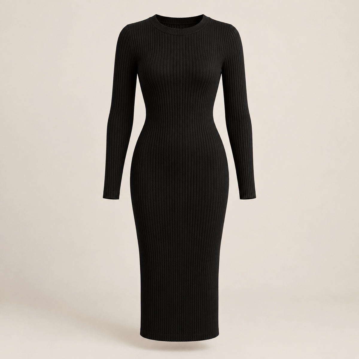 Vestido Tubinho Malha Canelada – Preto